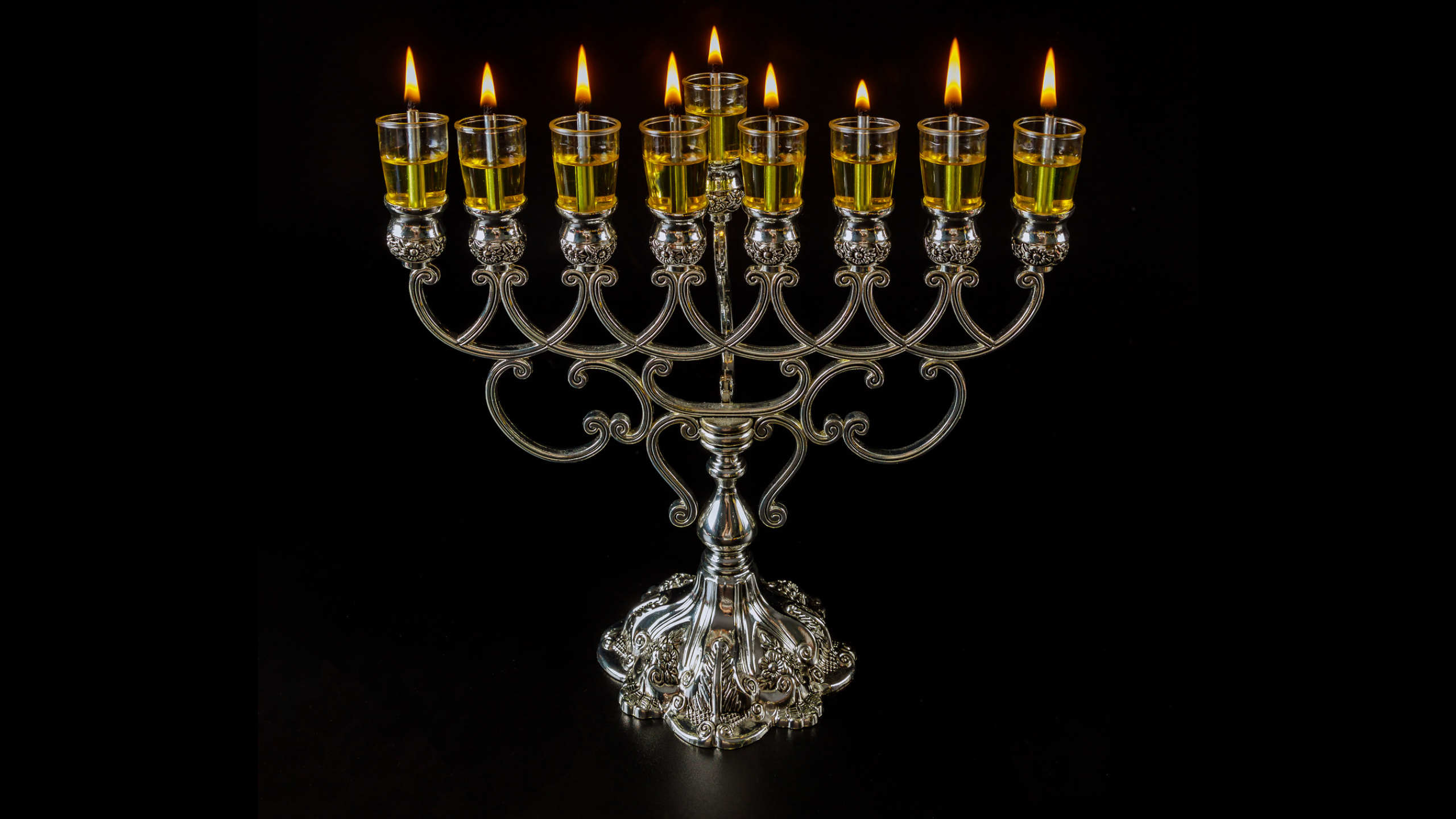A lit menorah from a Chanukkah to remember.