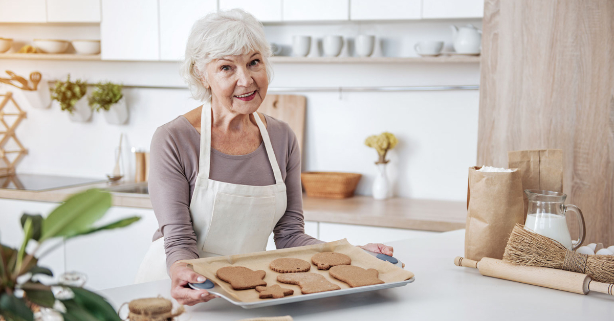 Lady baking cookies