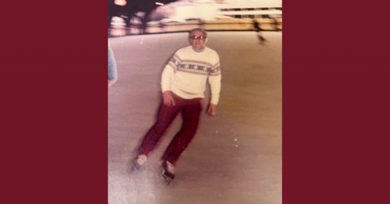 Dad ice skating