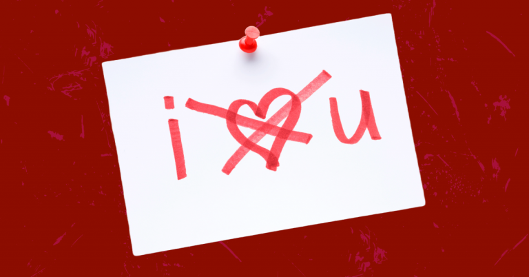 I don't like you – image of writing of "I," a heart with an X on it and "u."