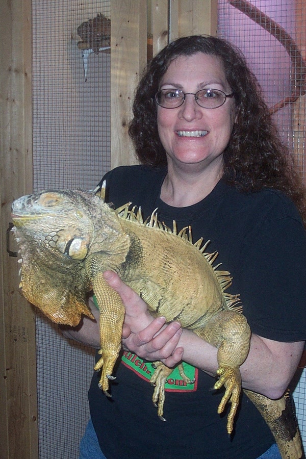 The author and an iguana.